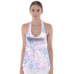 Digital Art Artwork Abstract Pink Purple Tie Back Tankini Top by Dutashop