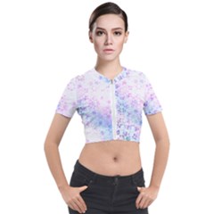 Digital Art Artwork Abstract Pink Purple Short Sleeve Cropped Jacket by Dutashop