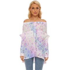 Digital Art Artwork Abstract Pink Purple Off Shoulder Chiffon Pocket Shirt by Dutashop