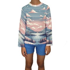 Artwork Painting Sculpture Nature Kids  Long Sleeve Swimwear by Salmanaz77