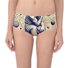 Thinker Sculpture Design Geometric Mid-waist Bikini Bottoms by Salmanaz77