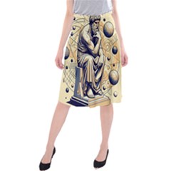 Thinker Sculpture Design Geometric Midi Beach Skirt by Salmanaz77