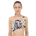Thinker Sculpture Design Geometric Spliced Up Bikini Top  View1