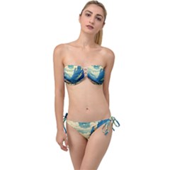 Mountains Nature Forest Landscape Twist Bandeau Bikini Set by Salmanaz77