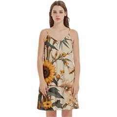 Sunflower Flowers Nature Trees Mini Camis Dress With Pockets by Salmanaz77