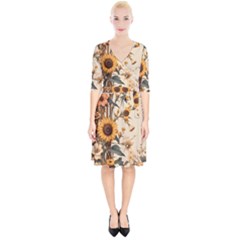 Sunflower Flowers Nature Trees Wrap Up Cocktail Dress by Salmanaz77