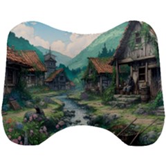 Village Nature Winter Landscape Head Support Cushion by Salmanaz77