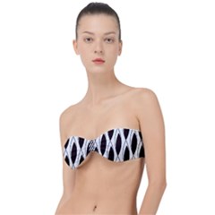 Black Minimalist Leaves Classic Bandeau Bikini Top  by ConteMonfrey