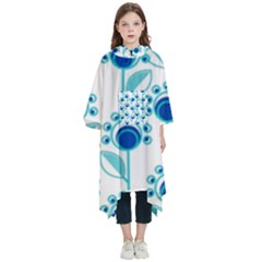 Blue Daisy Minimalist Leaves   Kids  Hooded Rain Ponchos by ConteMonfrey
