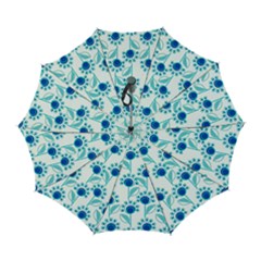 Blue Daisy Minimalist Leaves   Automatic Folding Umbrella With Case (large) by ConteMonfrey