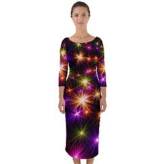 Star Colorful Christmas Abstract Quarter Sleeve Midi Bodycon Dress by Dutashop