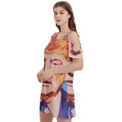 Orange Donald Trump Women s Cold Shoulder Round Neck Mini Dress by vintagetrump