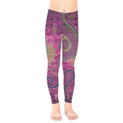 Abstract Purple Pattern Kids  Classic Winter Leggings by Bedest