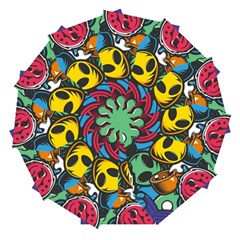 Funky Alien Pattern Abstract Colourful Drawing Automatic Folding Umbrella With Case (large) by Posterlux