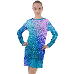 Rainbow Colors Colorful Pattern Long Sleeve Hoodie Dress by Posterlux