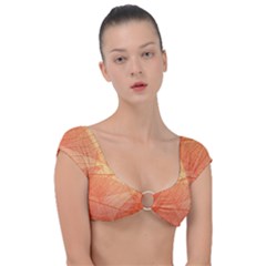 Abstract Texture Of Colorful Bright Pattern Of Transparent Leaves Of Orange And Yellow Color Cap Sleeve Ring Bikini Top by Posterlux