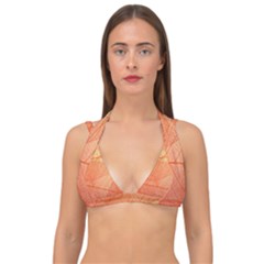 Abstract Texture Of Colorful Bright Pattern Of Transparent Leaves Of Orange And Yellow Color Double Strap Halter Bikini Top by Posterlux