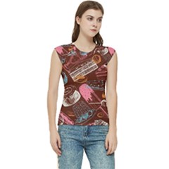 Sweet Food Seamless Pattern Women s Raglan Cap Sleeve T-shirt by Paksenen
