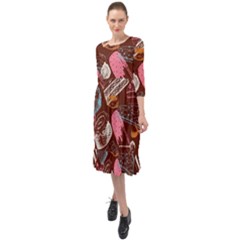 Sweet Food Seamless Pattern Ruffle End Midi Chiffon Dress by Paksenen