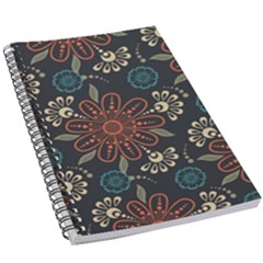 Retro Texture With Orange Flowers Floral 5 5  X 8 5  Notebook by Paksenen