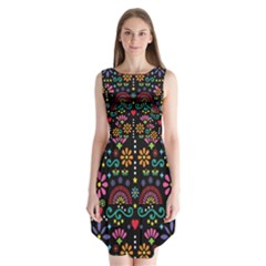 Mexican Folk Art Seamless Pattern Colorful Sleeveless Chiffon Dress   by Paksenen