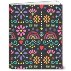 Mexican Folk Art Seamless Pattern Colorful 8  X 10  Hardcover Notebook by Paksenen
