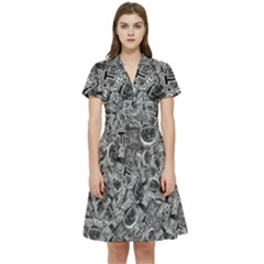 Be True Be Yourself Typographic Print Pattern Short Sleeve Waist Detail Dress by dflcprintsclothing