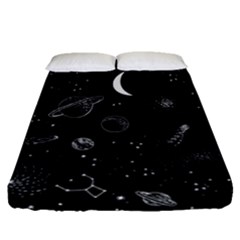 Cosmic Black Space Star Fitted Sheet (queen Size) by Ndabl3x