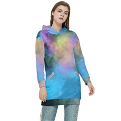 Smokescreen Women s Long Oversized Pullover Hoodie by pollyparadiseartshop