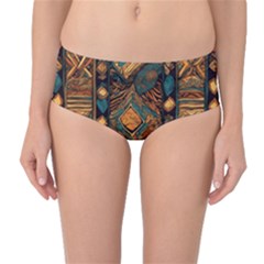 Tribal Chic Mid-waist Bikini Bottoms by pollyparadiseartshop