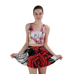 Roses And Skulls Mini Skirt by pollyparadiseartshop