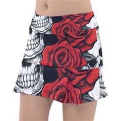 Roses And Skulls Classic Tennis Skirt by pollyparadiseartshop