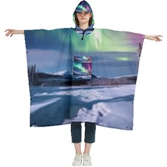 Northern Lights Aurora Night Nature Women s Hooded Rain Ponchos by Posterlux