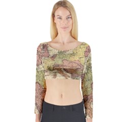 Retro Old Vintage Map Of Europe Long Sleeve Crop Top by Bedest