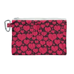 Valentines Day Hearts Pattern Love Red Canvas Cosmetic Bag (large) by Maspions