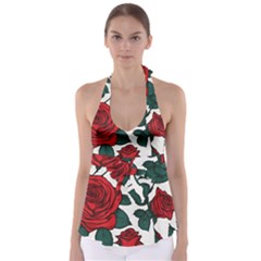 Roses Tie Back Tankini Top by pollyparadiseartshop