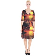 Sunset Nature Sea Dusk Landscape Wrap Up Cocktail Dress by Salmanaz77