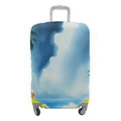 Delicate Watercolor Painting Surreal Oasis Scene With Intense Dramatic Lighting Luggage Cover (small) by pollyparadiseartshop