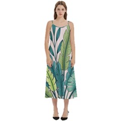 Illustrations Plants Nature Leaves Casual Spaghetti Strap Midi Dress by Salmanaz77