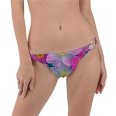 Pink Neon Flowers Flower Ring Detail Bikini Bottoms by Cemarart