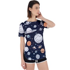 Space Galaxy Universe Stars Sky Perpetual Short Sleeve T-shirt by Paksenen