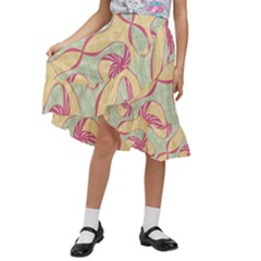 Abstract Pattern Design Scrapbooking Kids  Ruffle Flared Wrap Midi Skirt by Paksenen