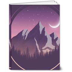 Mountain Night Crescent Moon 6  X 8  Hardcover Notebook by Bedest