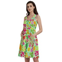 Flower Flora Floral Nature Pattern Seamless Sleeveless Dress With Pocket by Bedest