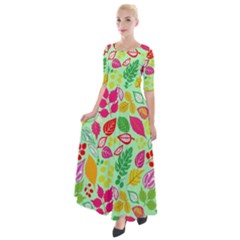 Flower Flora Floral Nature Pattern Seamless Half Sleeves Maxi Dress by Bedest