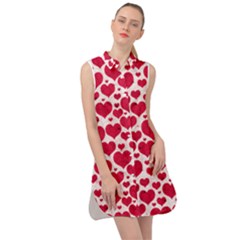 Hearts Valentine Pattern Seamless Sleeveless Shirt Dress by Bedest