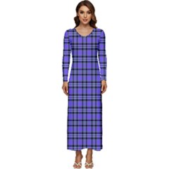 Blue Tartan Plaid 1 Long Sleeve Longline Maxi Dress by dressshop