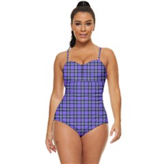 Blue Tartan Plaid 1 Retro Full Coverage Swimsuit by dressshop