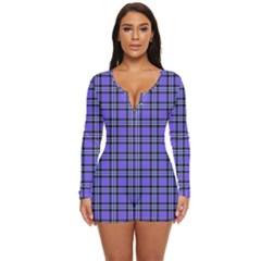 Blue Tartan Plaid 1 Long Sleeve Boyleg Swimsuit by dressshop