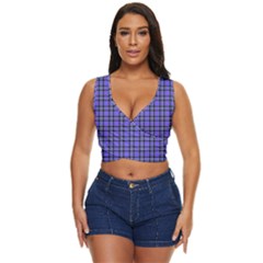Blue Tartan Plaid 1 Women s Sleeveless Wrap Top by dressshop